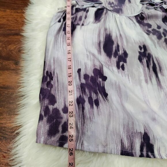 Banana Republic Purple Print Silk Ruffle Sleeveless Blouse Women's Size Medium - Picture 10 of 10